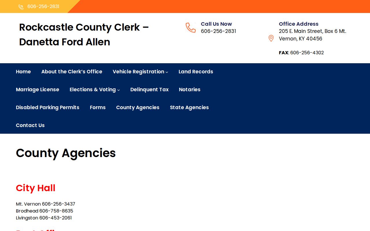 Rockcastle County official agency contact directory