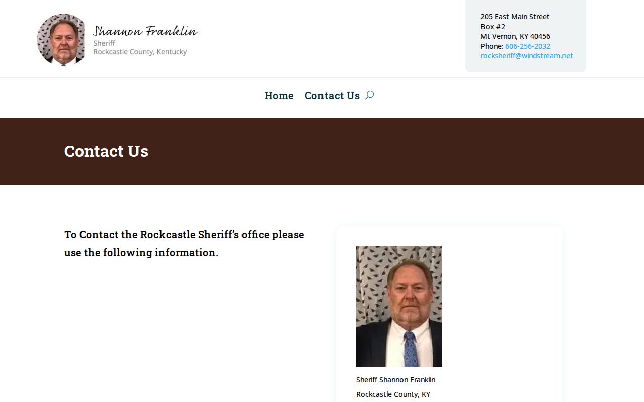 Rockcastle County Sheriff's Department official contact page