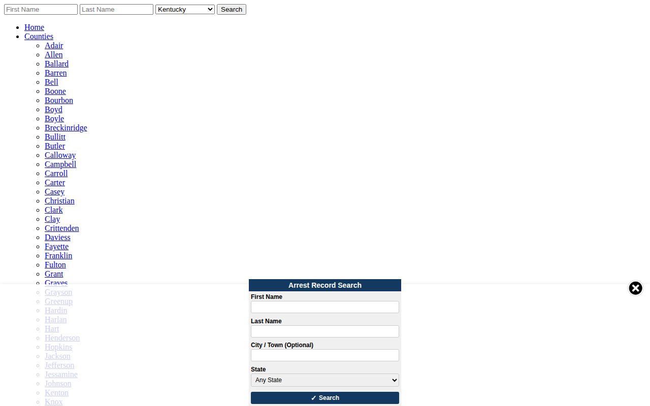 Rockcastle County Livingston arrest records agency filter